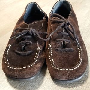 Aerosoles Dubblegum Lace Up Leather Loafers / Suede Brown Size 7.5